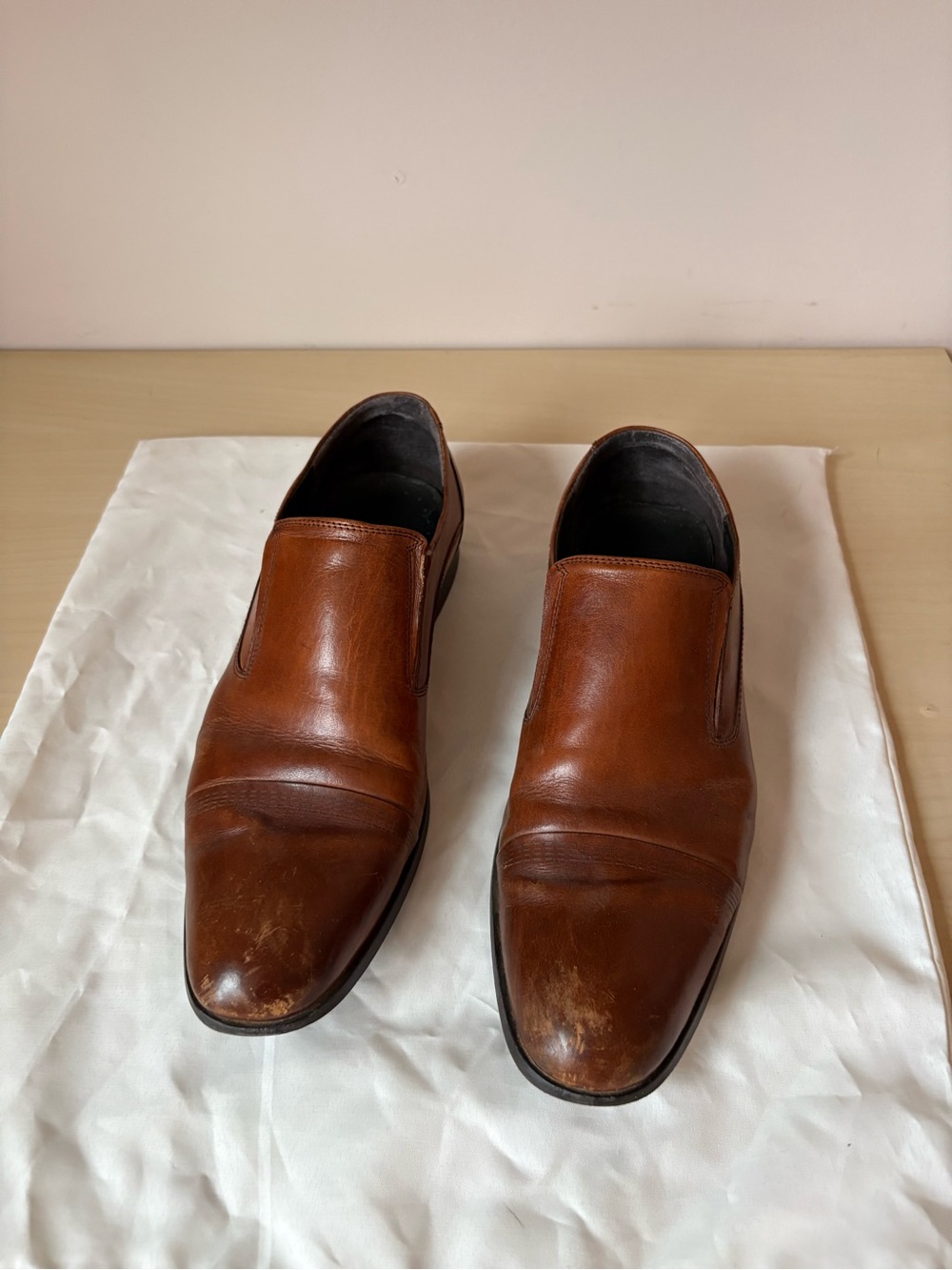 Kenneth Cole Men's Brown Leather Slip-On Dress Shoes